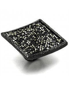 Ring Brass TIN Cobalt Black Top Grade Crystal Light Gray