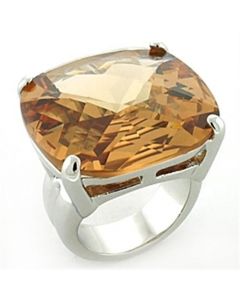 Ring Brass Rhodium AAA Grade CZ Topaz