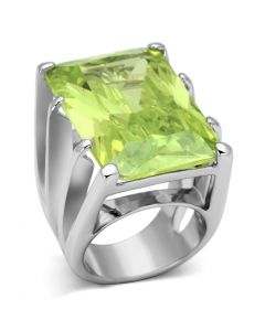 Ring Brass Rhodium AAA Grade CZ Apple Green color