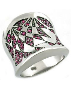 Ring 925 Sterling Silver Rhodium AAA Grade CZ Ruby