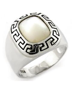 Ring 925 Sterling Silver High-Polished Precious Stone White Conch
