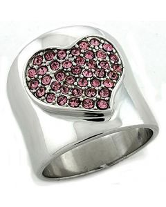Ring 925 Sterling Silver Rhodium Top Grade Crystal Rose