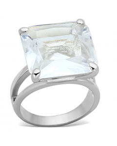 Ring 925 Sterling Silver Silver Synthetic Clear Synthetic Glass