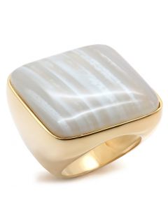 Ring 925 Sterling Silver Gold Semi-Precious Multi Color Agate