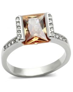 Ring 925 Sterling Silver Rhodium AAA Grade CZ Champagne