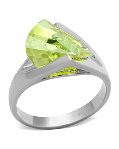 Ring 925 Sterling Silver Silver AAA Grade CZ Apple Green color