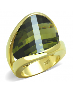 Ring 925 Sterling Silver Gold AAA Grade CZ Olivine color