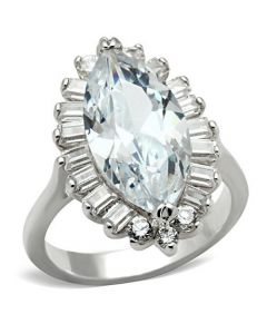 Ring 925 Sterling Silver Silver AAA Grade CZ Clear