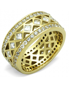 Ring Stainless Steel IP Gold(Ion Plating) AAA Grade CZ Clear