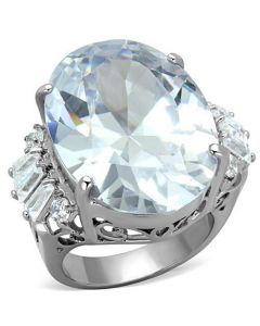 Ring Stainless Steel High polished (no plating) AAA Grade CZ Clear