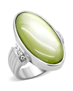 Ring Stainless Steel High polished (no plating) Precious Stone Apple Green color Conch