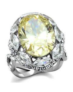 Ring Stainless Steel High polished (no plating) AAA Grade CZ Citrine Yellow