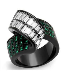 Ring Stainless Steel IP Black(Ion Plating) Synthetic Blue Zircon Synthetic Glass