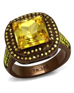 Ring Stainless Steel IP Coffee light AAA Grade CZ Topaz
