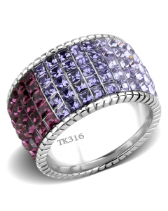 Ring Stainless Steel High polished (no plating) Top Grade Crystal Multi Color