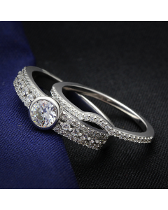Ring 925 Sterling Silver Rhodium AAA Grade CZ Clear