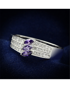 Ring 925 Sterling Silver Rhodium AAA Grade CZ Amethyst