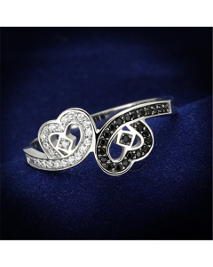 Ring 925 Sterling Silver Rhodium AAA Grade CZ Black Diamond
