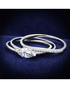 Ring 925 Sterling Silver Rhodium AAA Grade CZ Clear