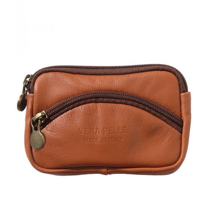 Soft leather coin purse with zip