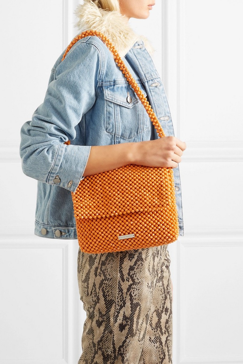 Roz Beaded Satin Shoulder Bag